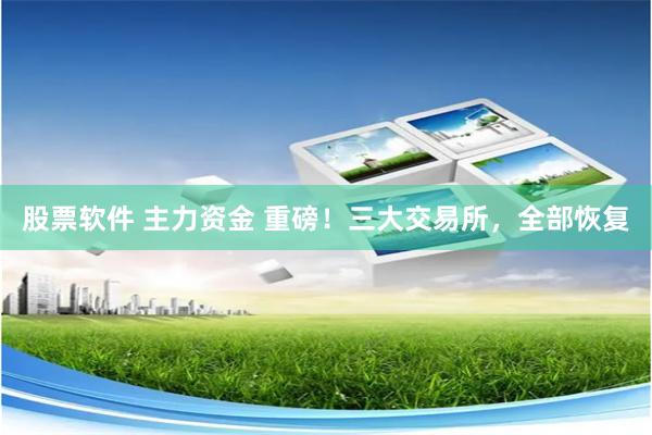 股票软件 主力资金 重磅！三大交易所，全部恢复