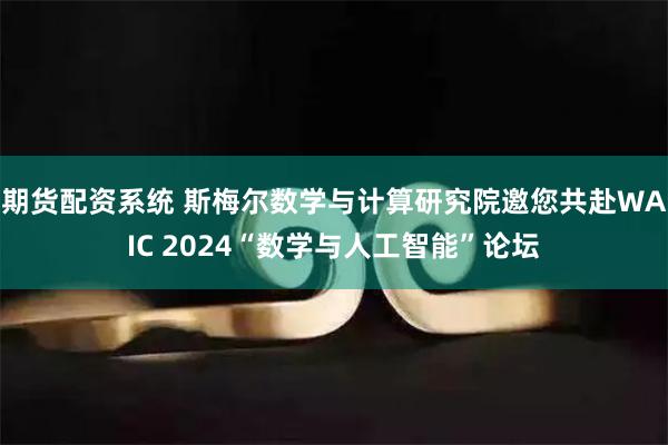 期货配资系统 斯梅尔数学与计算研究院邀您共赴WAIC 2024“数学与人工智能”论坛
